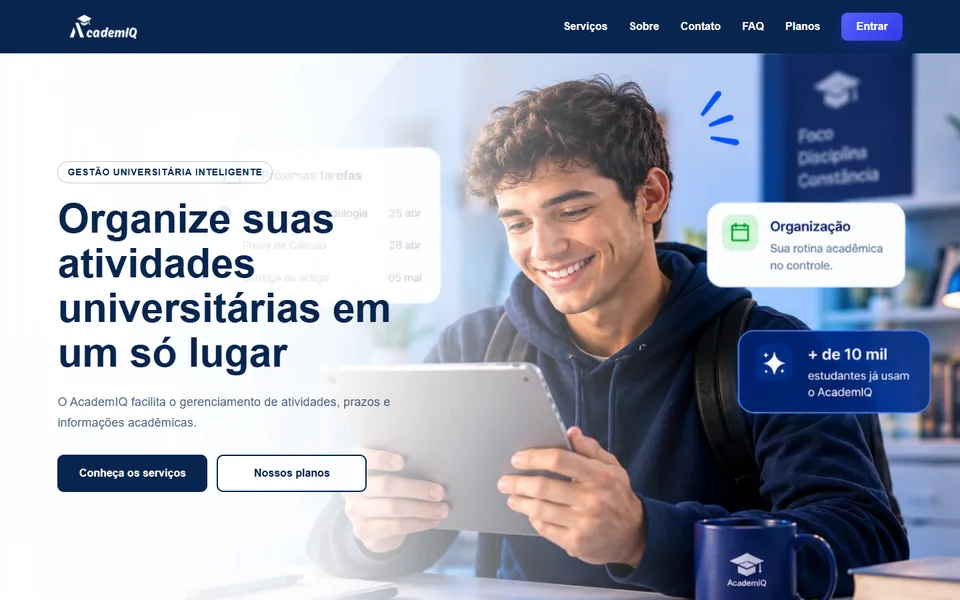 Página inicial do site Gestão AcademIQ