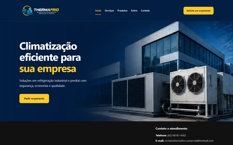 Página inicial do site da Thermafrio